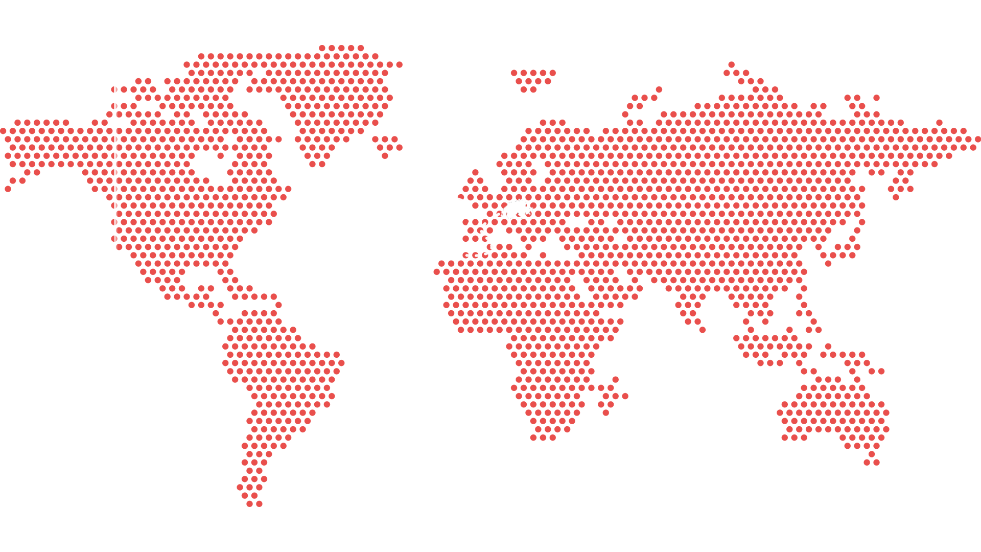 Darstellung einer Weltkarte aus Punkten in rot.